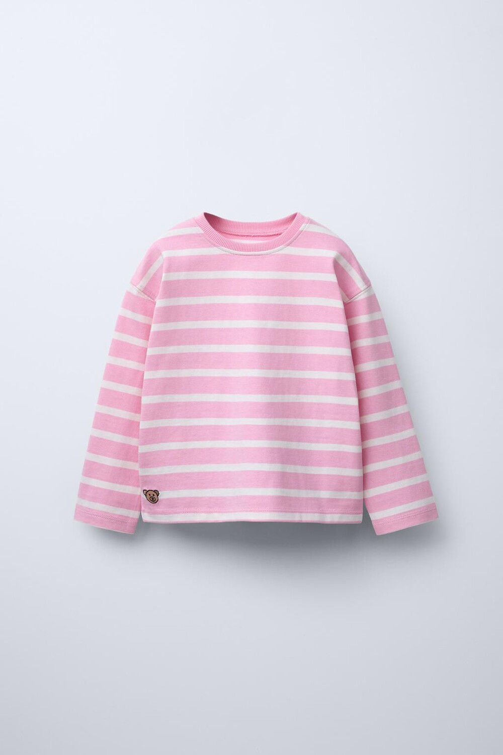 

Тяжелая полосатая вышитая футболка ZARA, розовый