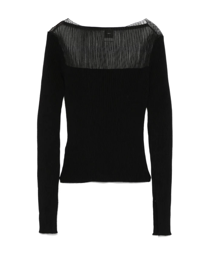 

Повседневный черный шерстяной шелковый свитер Pinko, черный