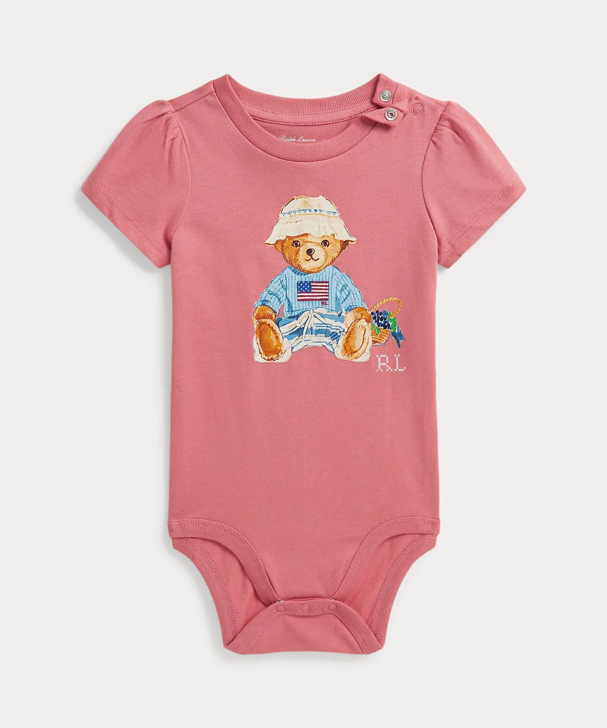 Боди-поло с медведем Polo Ralph Lauren хлопковое розовое
