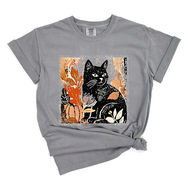 

Футболка с принтом Black cat fall leaves distressed Simply Sage Market, Grey, Черный, Футболка с принтом Black cat fall leaves distressed Simply Sage Market, Grey