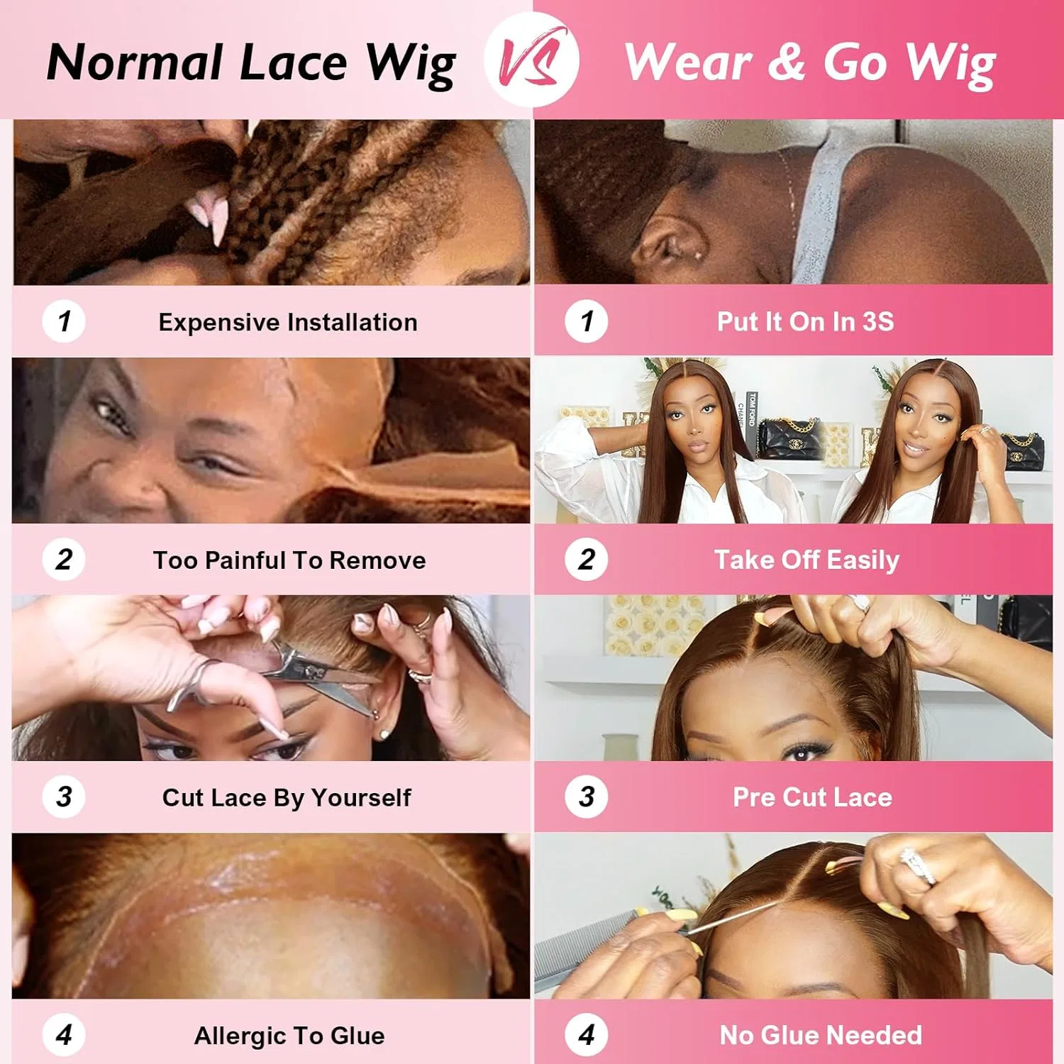 Женский парик из натуральных волос Beluck Wear And Go Glueless Wig, прямой, шоколадно-коричневый, 18 дюймов Beluck, Chocolate Brown 5X6 Pre Cut Lace Human Hair Wig — фото 4