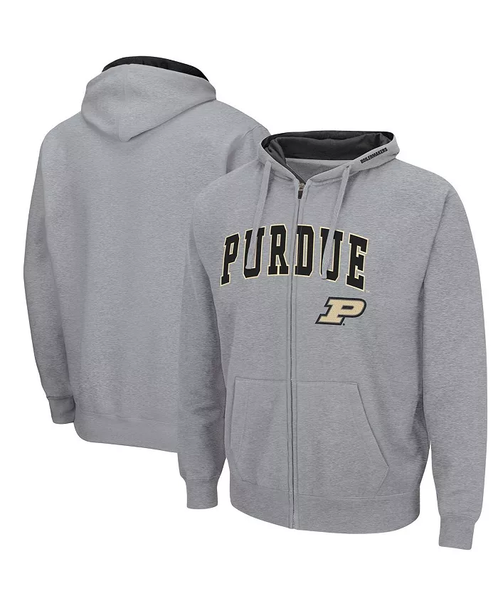 

Мужская толстовка с капюшоном Heathered Gray Purdue Boilermakers Arch & Logo 3.0 на молнии Colosseum