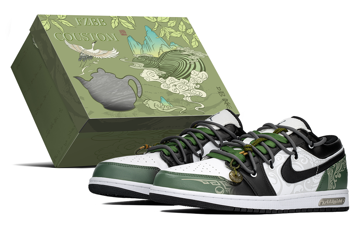 

Кроссовки Air 1 Low Top Vintage баскетбольные мужские черно-зеленые Jordan