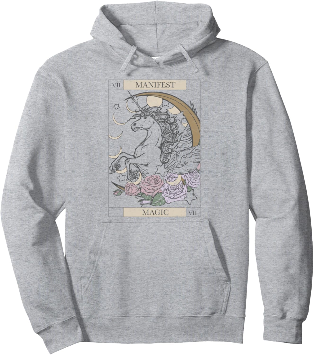 

Худи Manifest Magic Unicorn Floral Tarot, серая Trendy Apparel