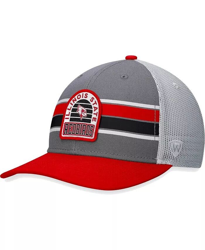 

Мужская серо-красная регулируемая шляпа Illinois State Redbirds Aurora Trucker Top Of The World, красный