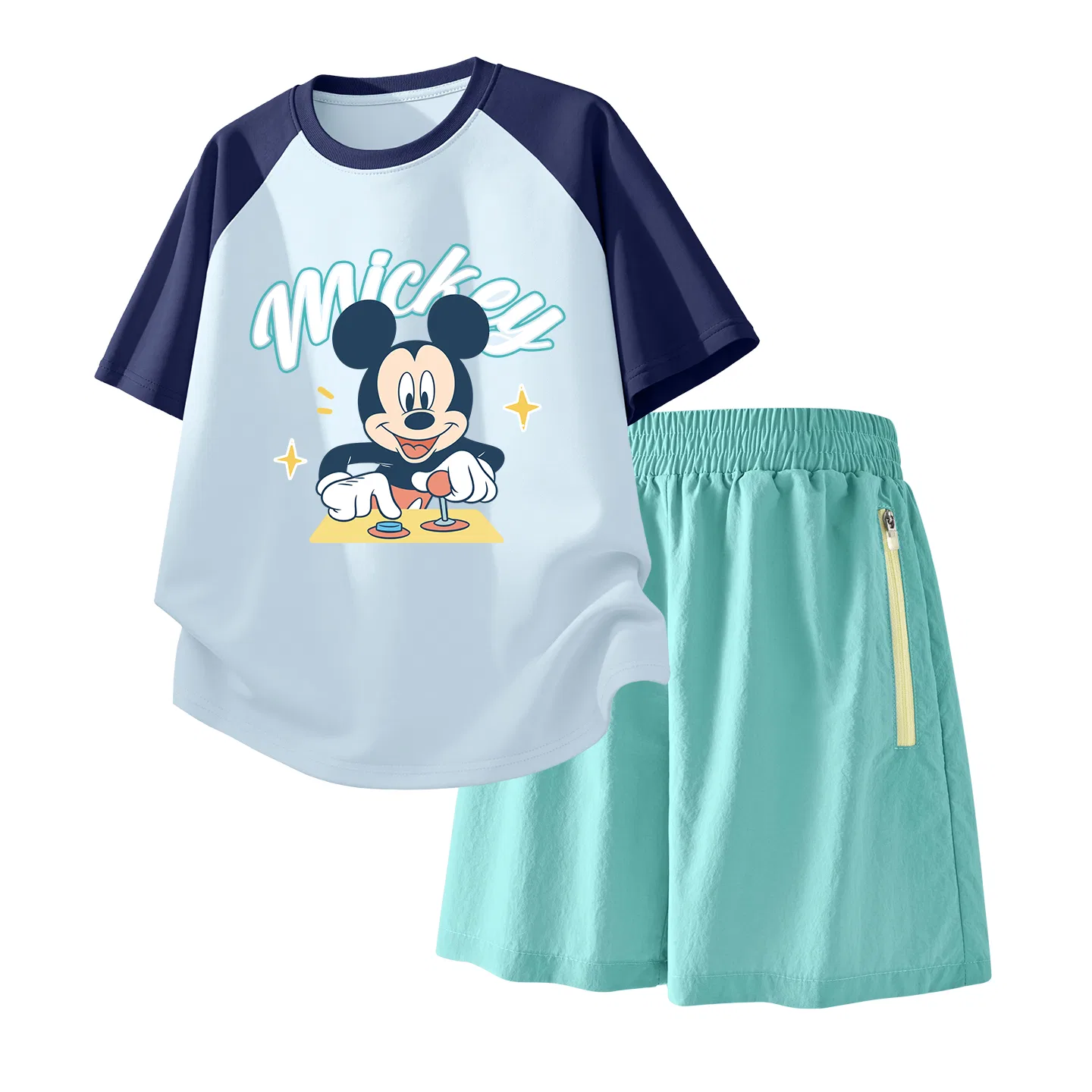 Детский спортивный костюм Casual Sportswear 2 Piece Set Disney, Delorone K Berry Pink+Solid Color Mint Green — фото 4