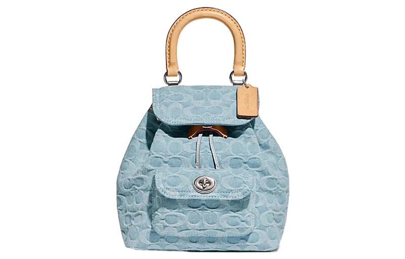 

Рюкзак Riya из ткани среднего размера женский синий COACH