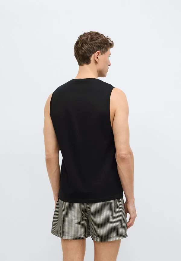 Пижамная блузка без рукавов с ярким логотипом Emporio Armani, Black — фото 4