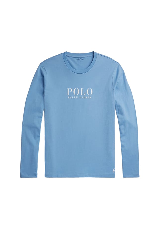

Футболка пижамная рубашка с круглым вырезом и логотипом Ralph Lauren, голубой