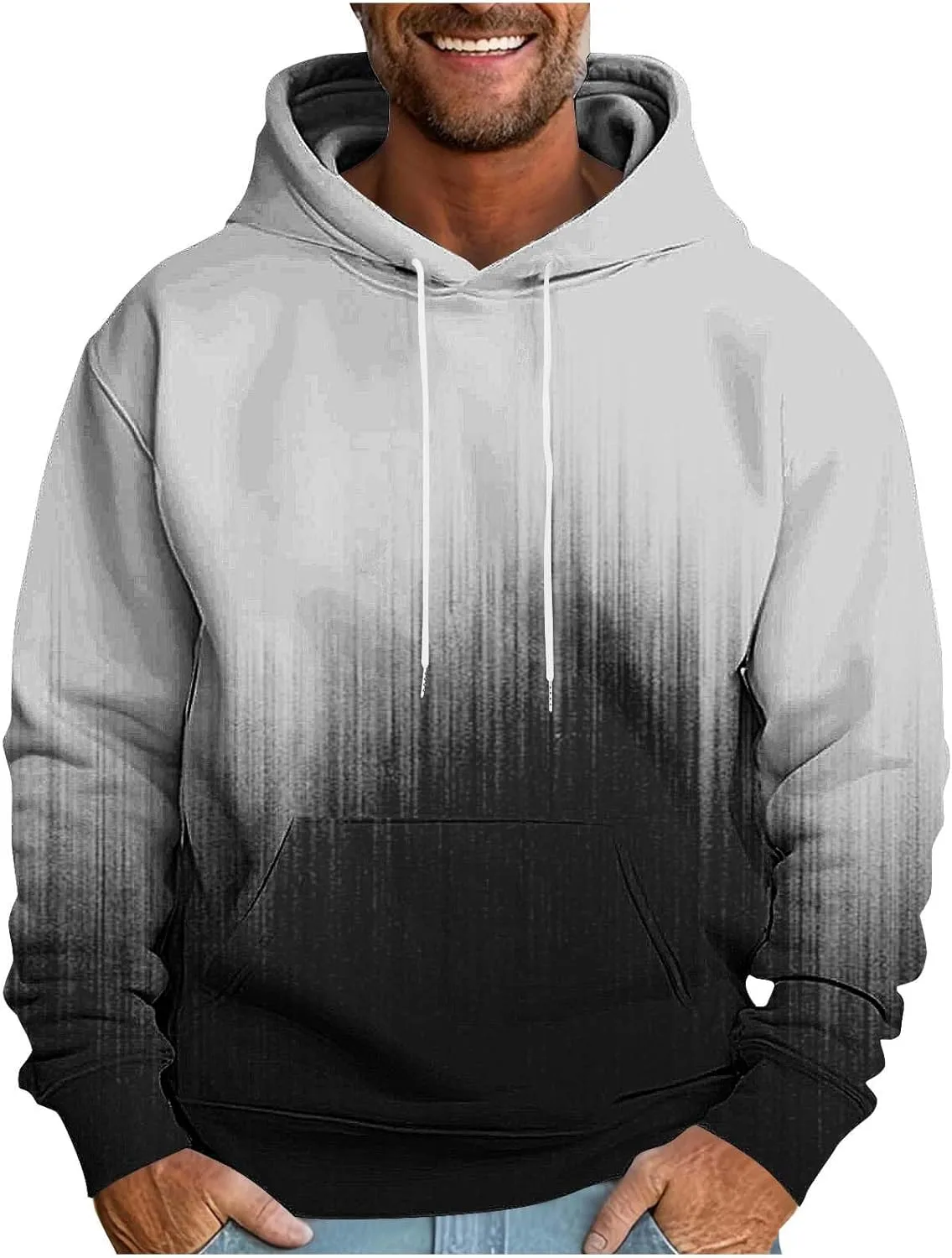 

Мужской флисовый худи с принтом тай-дай, свободный крой, с карманом