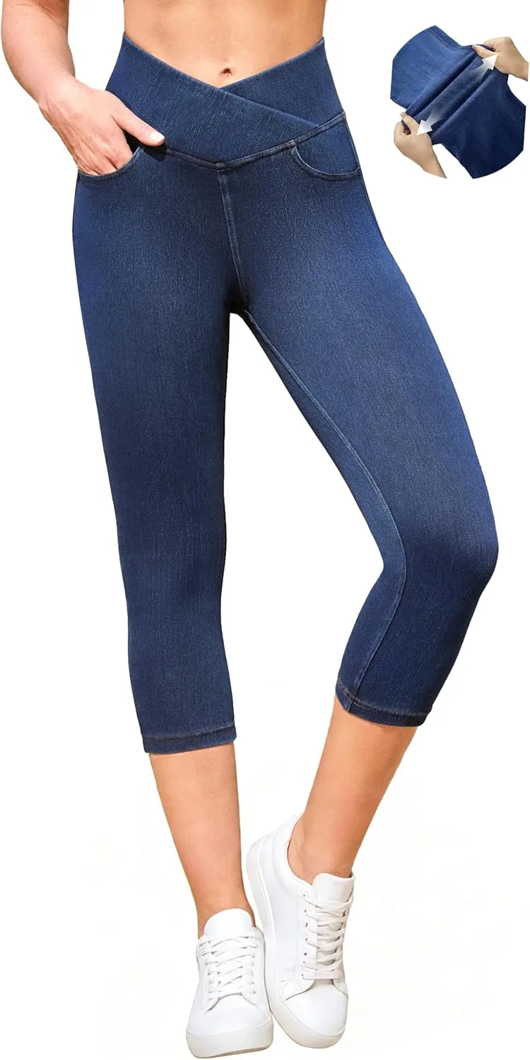 

IUGA Stretchy Capri Jeans для женщин с эффектом контроля живота и карманами