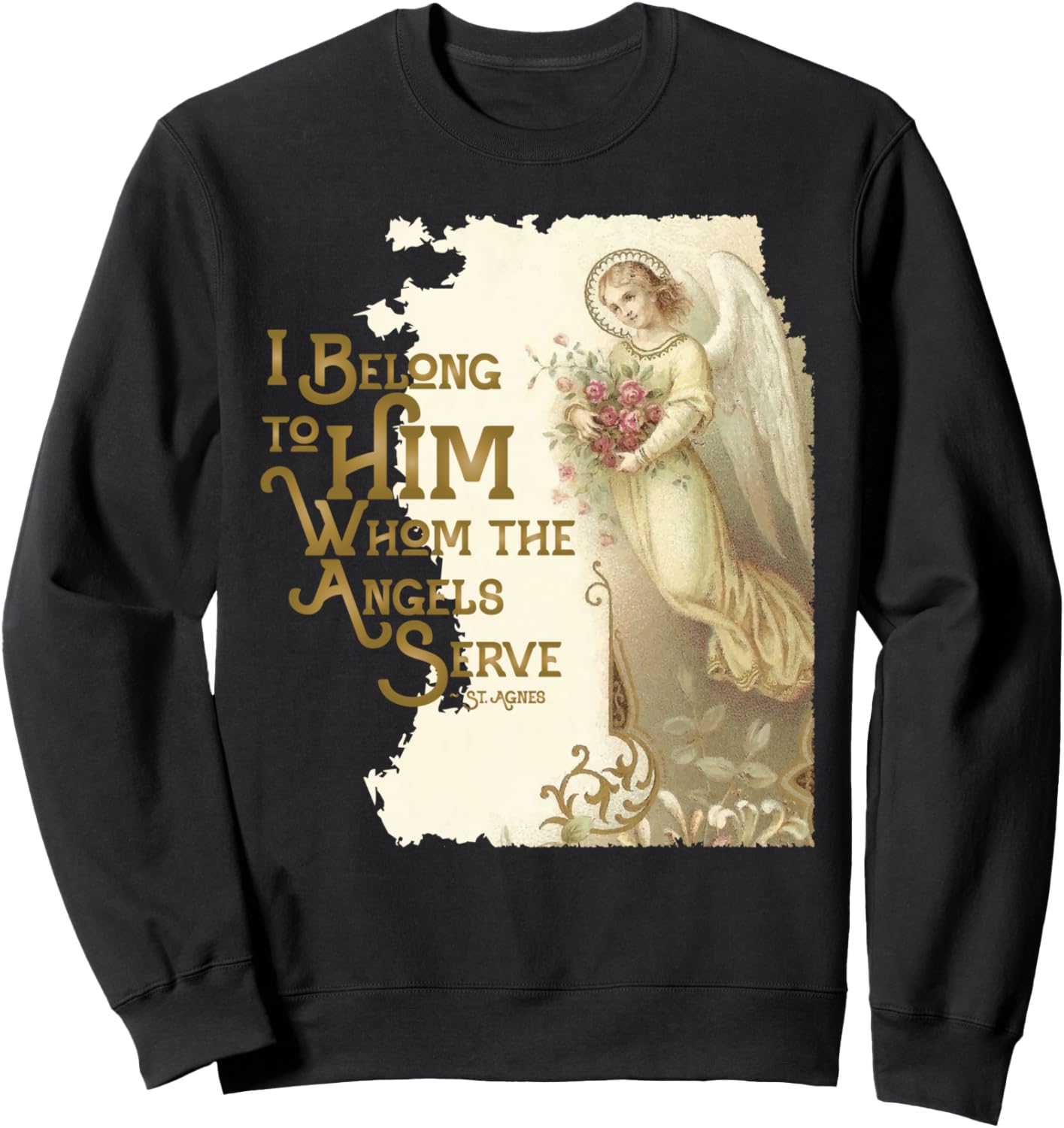 

Винтажная католическая толстовка Святой Агнессы «Ангел служит» в Риме Happy Catholics, черный