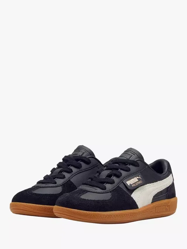Детские кроссовки Palermo из смешанной кожи, черно-серые PUMA — фото 2