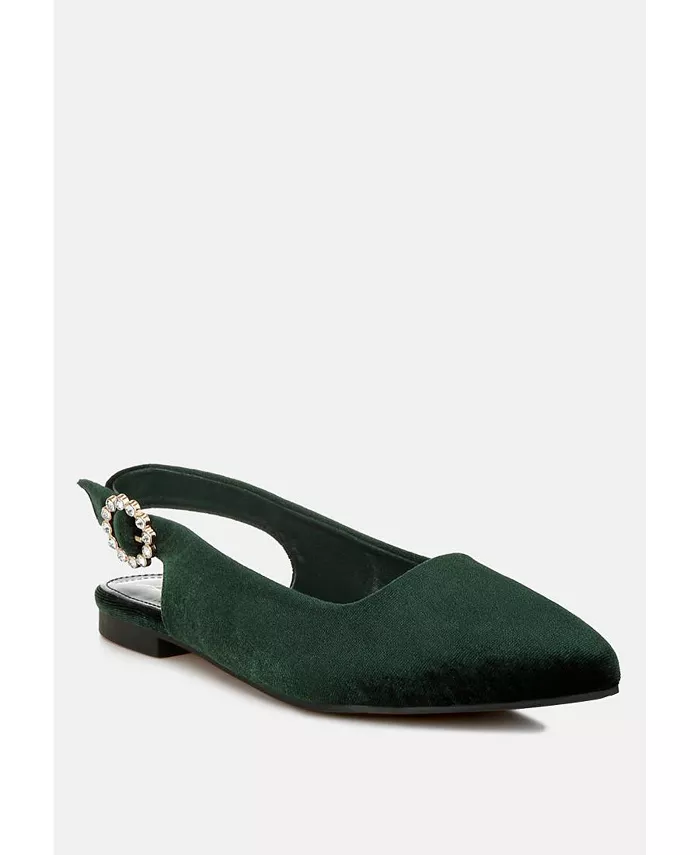 Dolan Velvet Slingback Туфли на плоской подошве женские сандалии London Rag, зеленый — фото 3