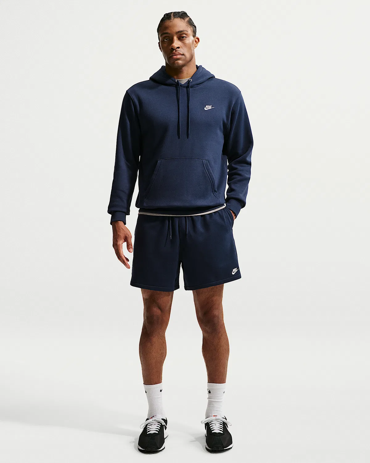 Мужские шорты Nike Club из французского флиса Flow, Obsidian/Obsidian/White