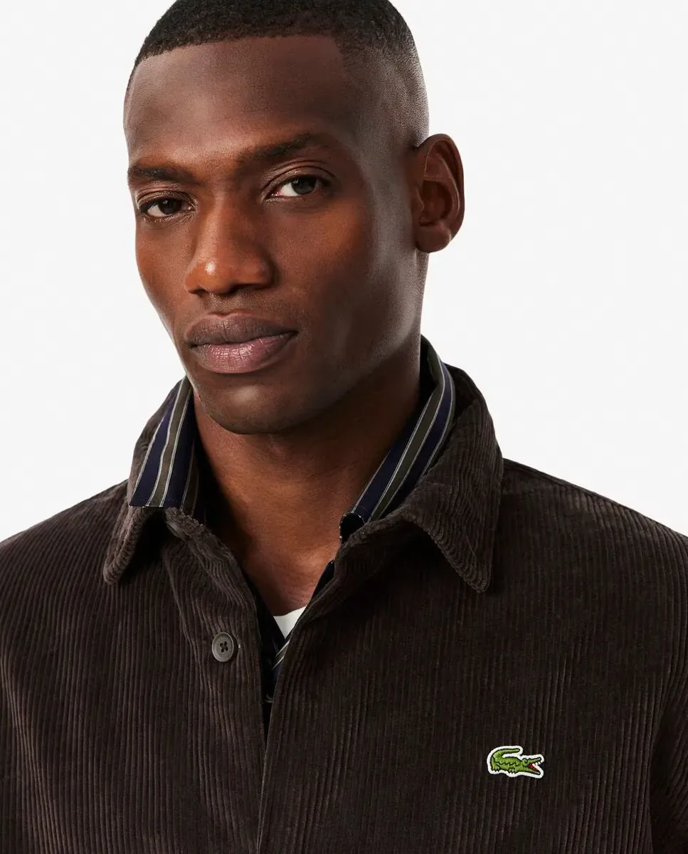 Мужская рубашка-оверсайз из вельвета с длинным рукавом Lacoste, шоколадно-коричневый — фото 3
