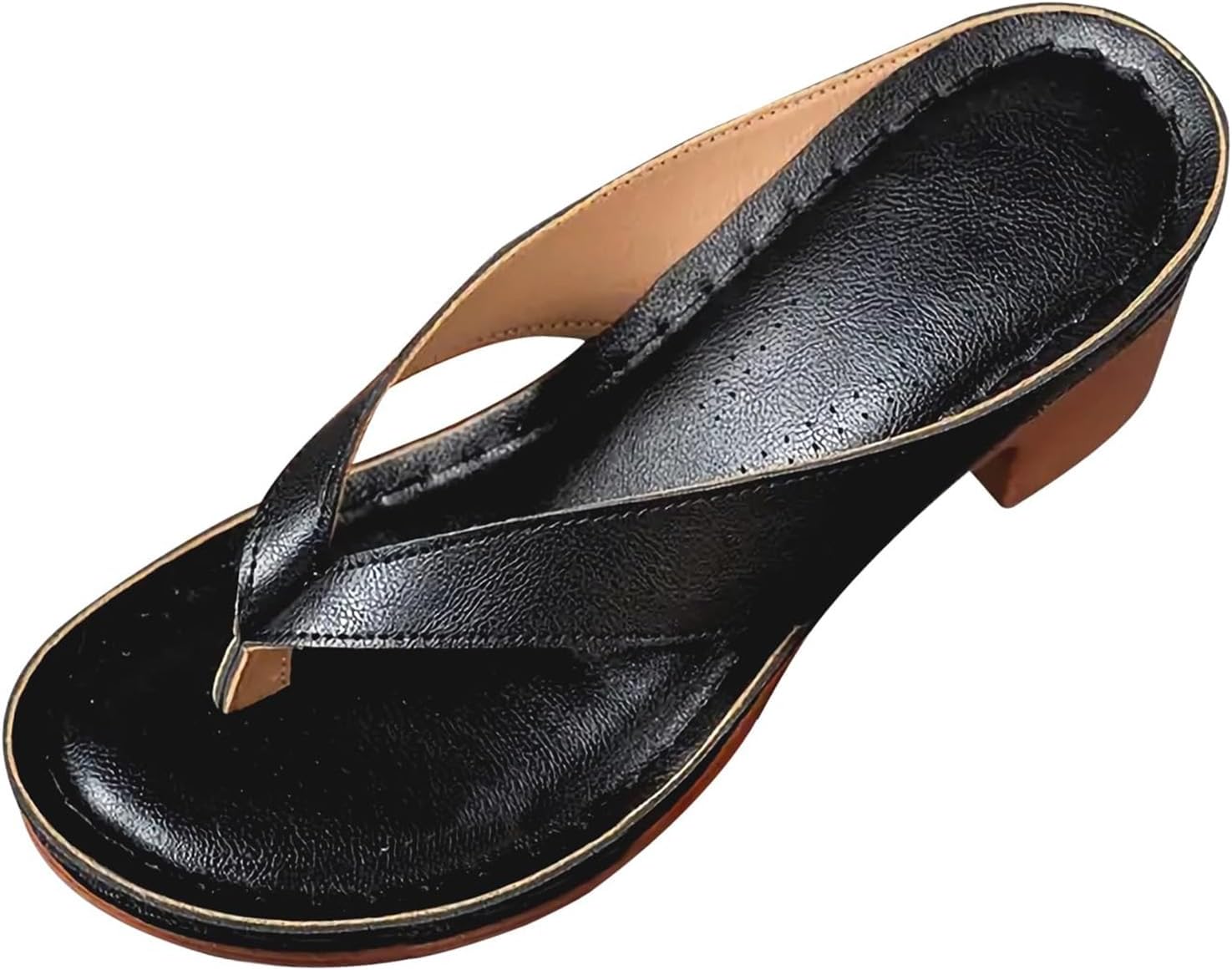 

Женские шлепанцы с низким широким каблуком, платформой, открытым носком, слипоны, мюли, бохо стиль, летние пляжные сандалии, легкая повседневная обувь для прогулок Wabkderpu, черный