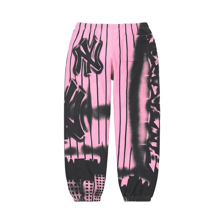 Спортивные брюки Supreme x New York Yankees Airbrush Sweatpant, Pink — фото 2