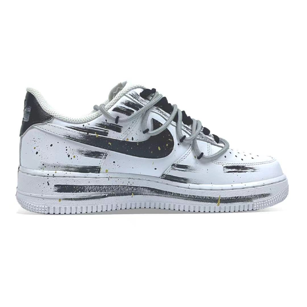 Nike Кроссовки Air Force 1 Mountain Moon Brush Leather Abrasion Resistant Low top мужские бело-черные — фото 2