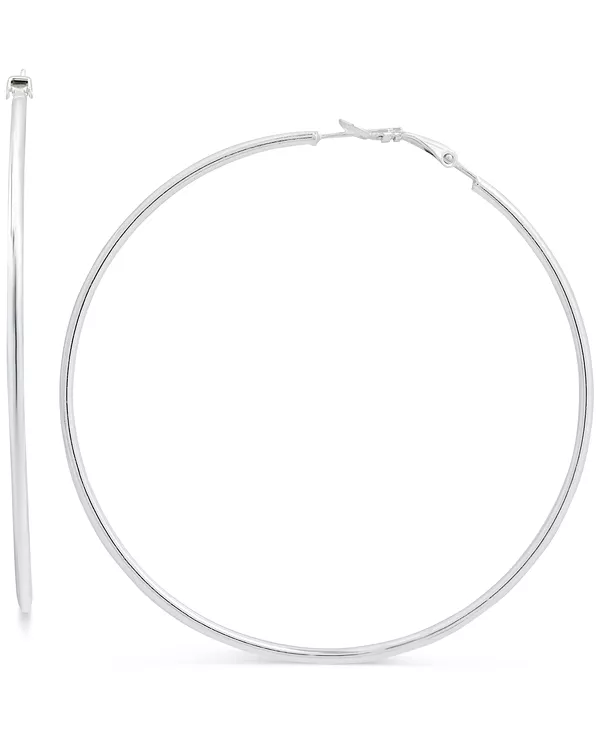 

Большие полированные серьги-кольца из стерлингового серебра с 18-каратным золотом, 70 мм, созданы для Macy's Giani Bernini, silver