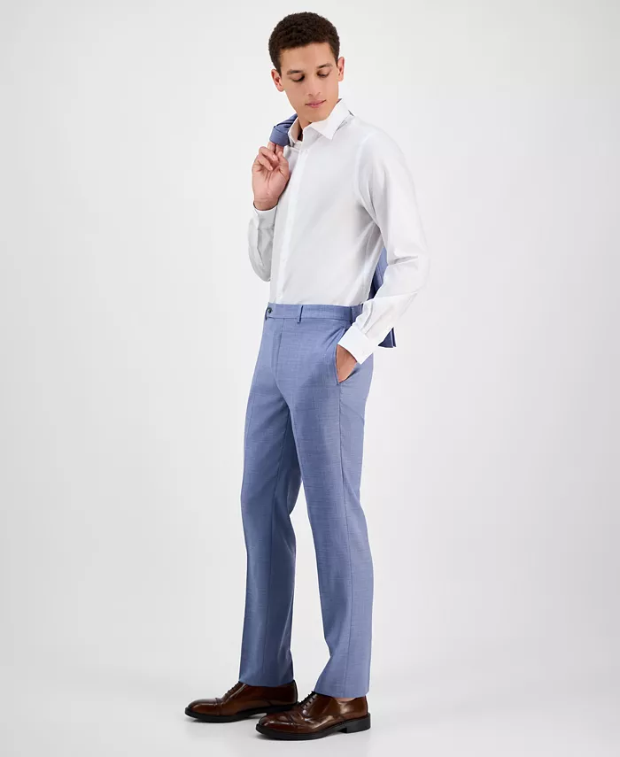 Мужские классические брюки Slim-Fit из шерстяной ткани с добавлением эластана Calvin Klein, синий — фото 2