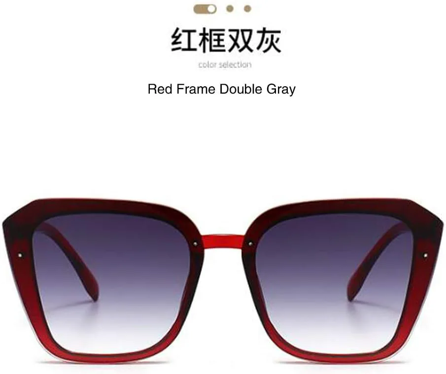 

Новый стиль, авангардные прозрачные солнцезащитные очки, милые дужки, солнцезащитные очки в крупной оправе, защита от ультрафиолета Weloveushop, Red Frame Double Gray