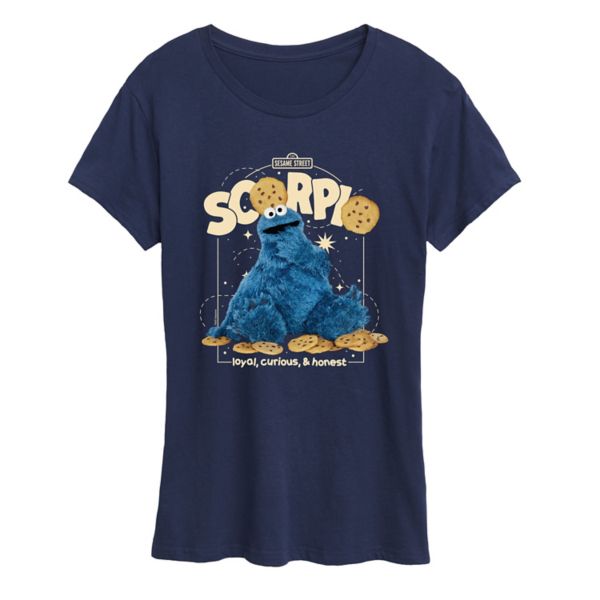 

Женская футболка с принтом Cookie Monster из "Улицы Сезам" для Скорпионов Licensed Character, синий