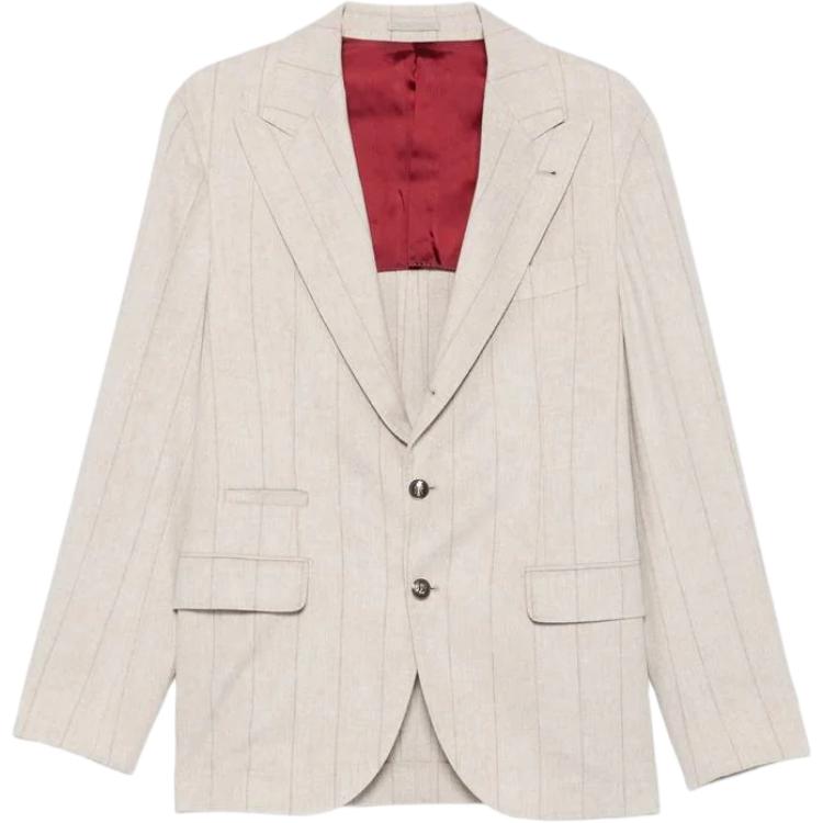 

Пиджак в тонкую полоску Brunello Cucinelli, бежевый