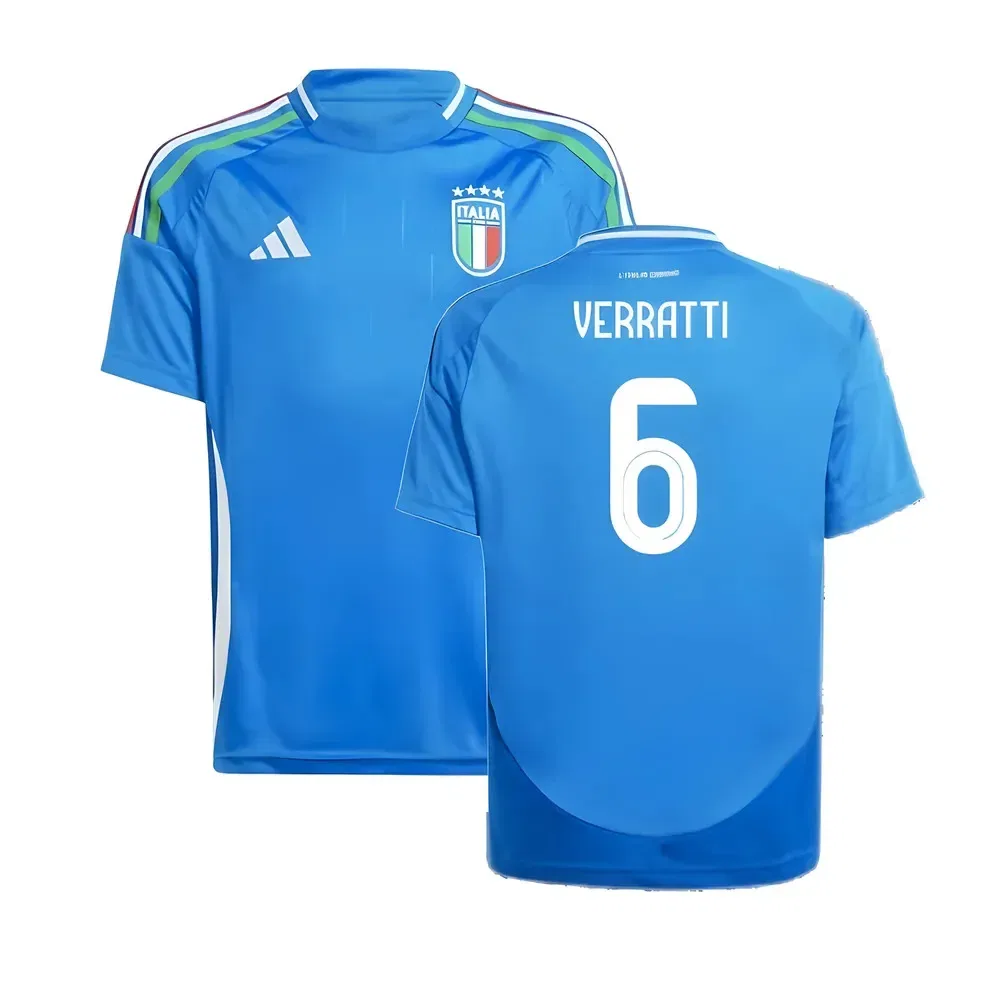 Домашняя футболка Италии 2024-25 Верратти 6 Adidas Italy, синий