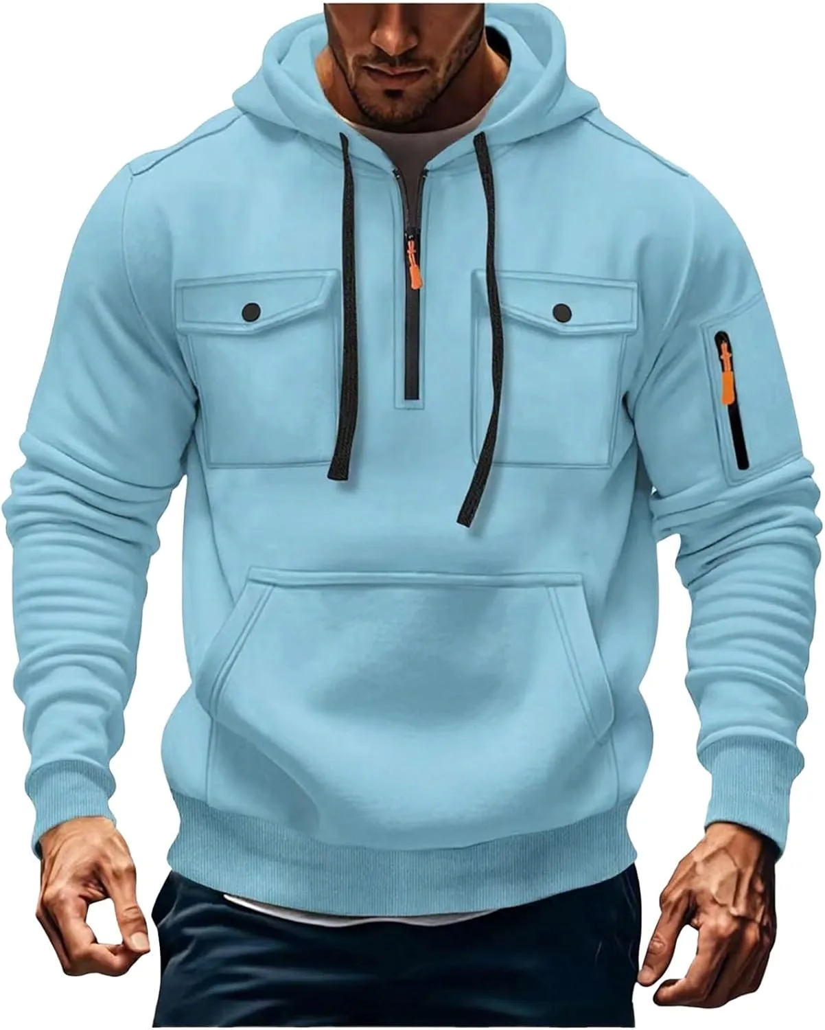 

Мужской карго худи оверсайз с капюшоном и карманами