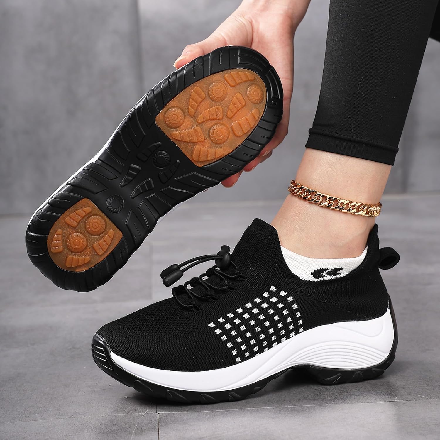 Комфортная обувь Orthowear для женщин и мужчин, ортопедические кроссовки, модная обувь Comfortwear, ортопедическая обувь для женщин, удобная при плантарном фасциите, с воздушной подушкой, дышащие, с мягкой амортизацией Kvotuu, черный — фото 4