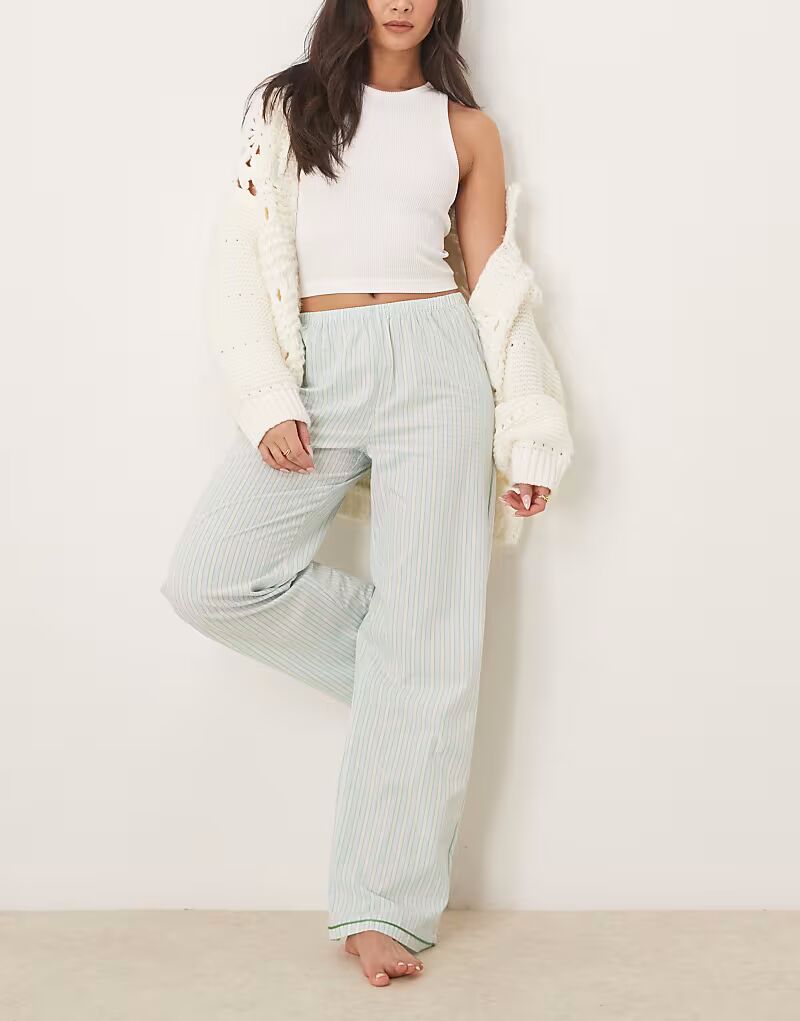 

Брюки Urban Threads Mix & Match из ткани в зеленую и синюю полоску