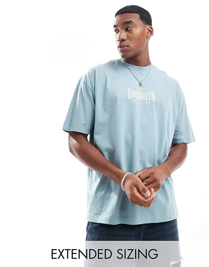 

ASOS DESIGN – синяя футболка оверсайз с надписью Brooklyn