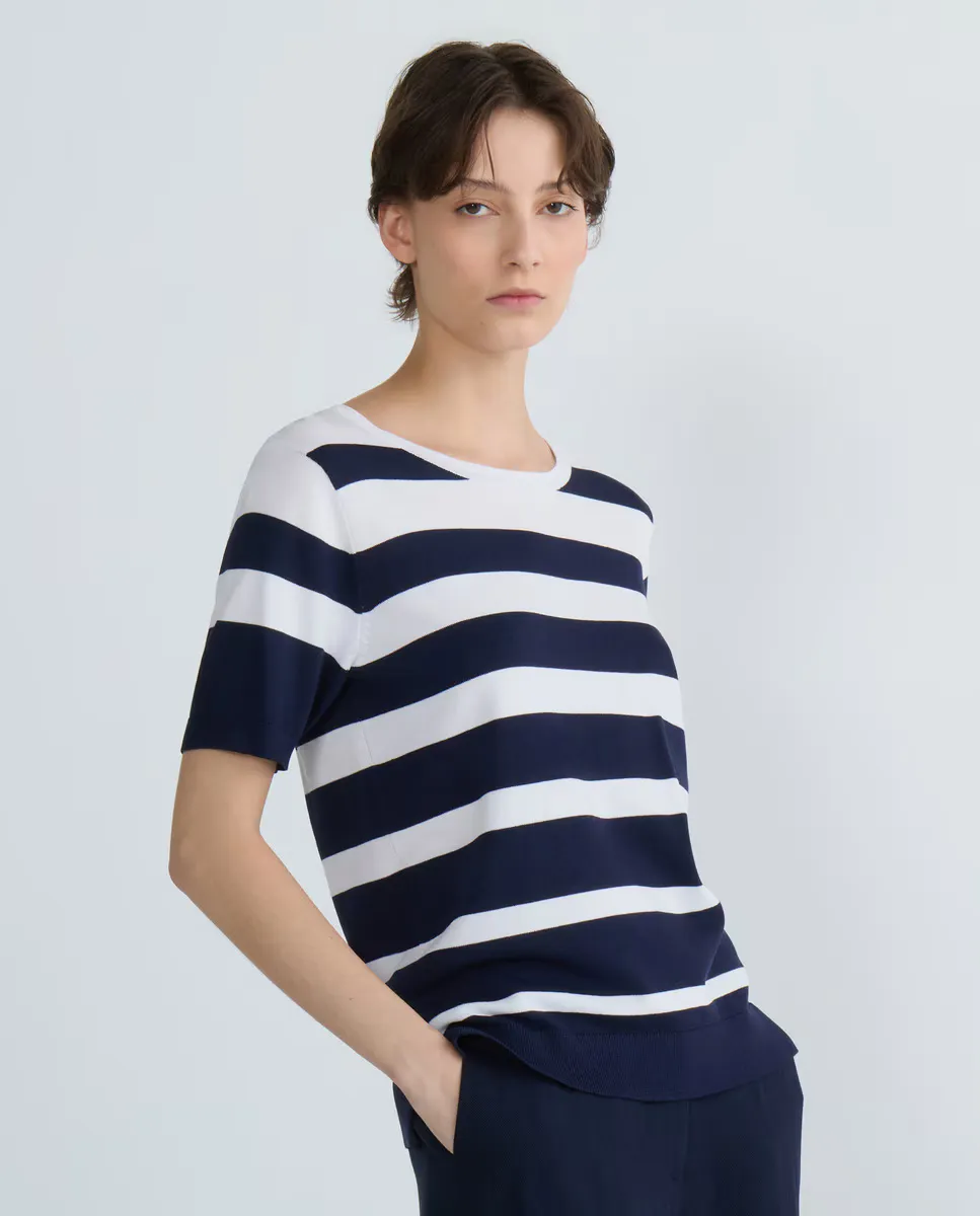 

Женский джемпер в полоску с коротким рукавом Zermatt, темно-синий