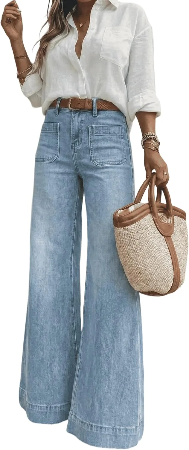 

Женские джинсы с высокой талией и расклешенными штанинами, винтажные 70-х MolyPark