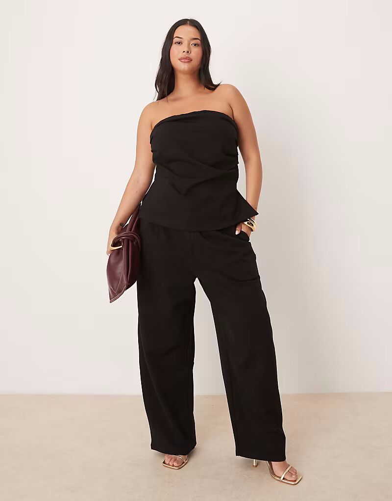 

Брюки-бочонки ASOS DESIGN Curve Co-ord из понте черного цвета