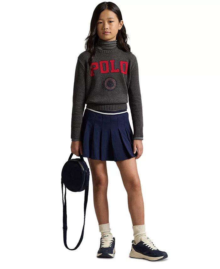 

Юбка-шорты для девочек 7-16 лет с плиссированной отделкой в полоску Polo Ralph Lauren, синий
