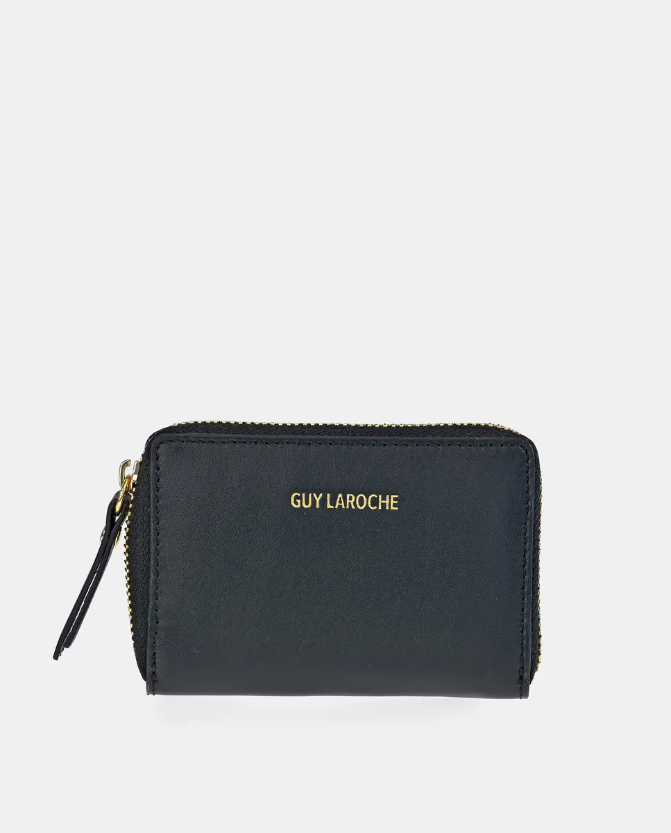 

Маленький женский кожаный кошелек на молнии Guy Laroche, черный