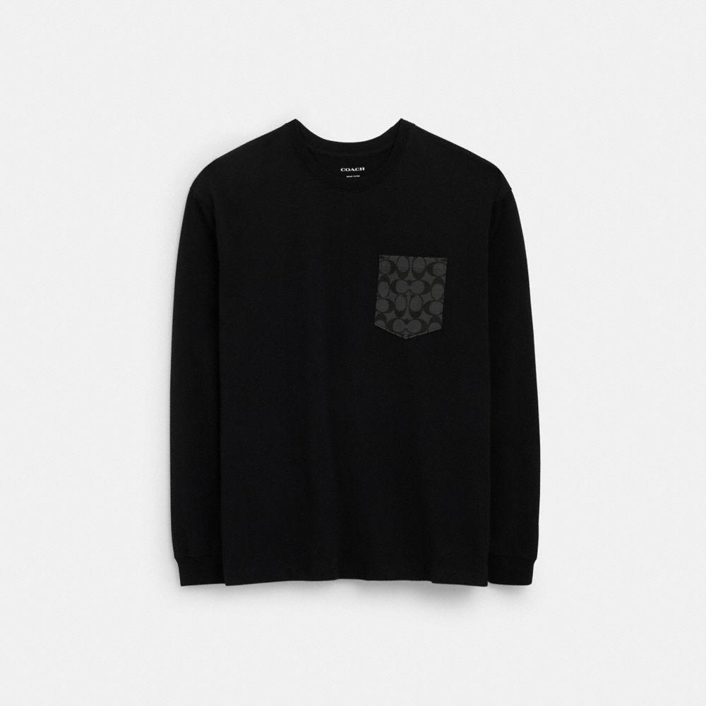 

Футболка Coach Signature Long Sleeve T Shirt, черный