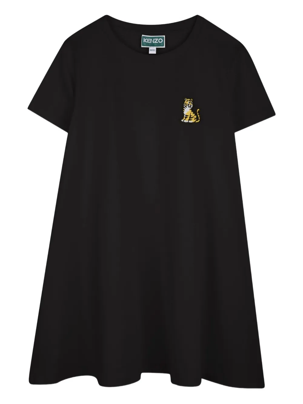 

Платье с короткими рукавами и вышивкой Kenzo Kids, черный