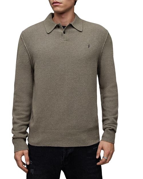 

Однотонная рубашка поло с длинными рукавами Statten ALLSAINTS, цвет Gray