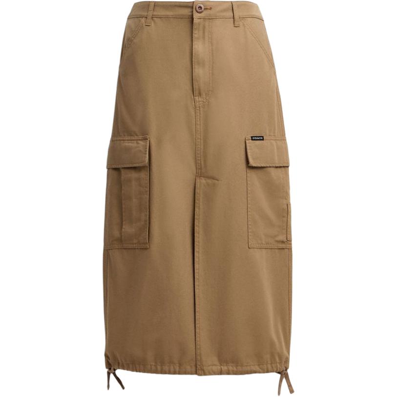 

SS24 Повседневная длинная юбка женская хаки COACH