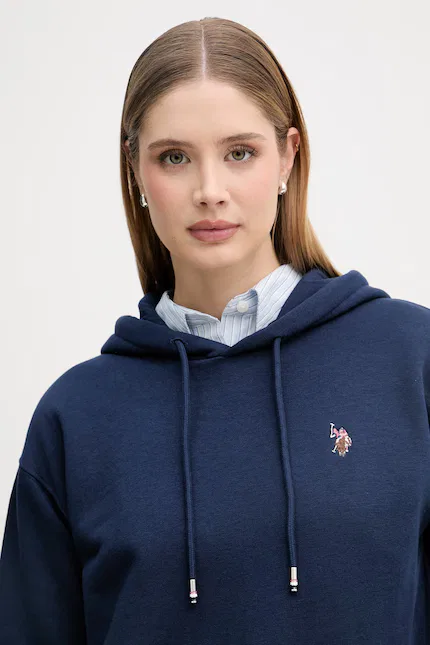 Худи женское свободное DHM U.S. Polo Assn., синий — фото 4