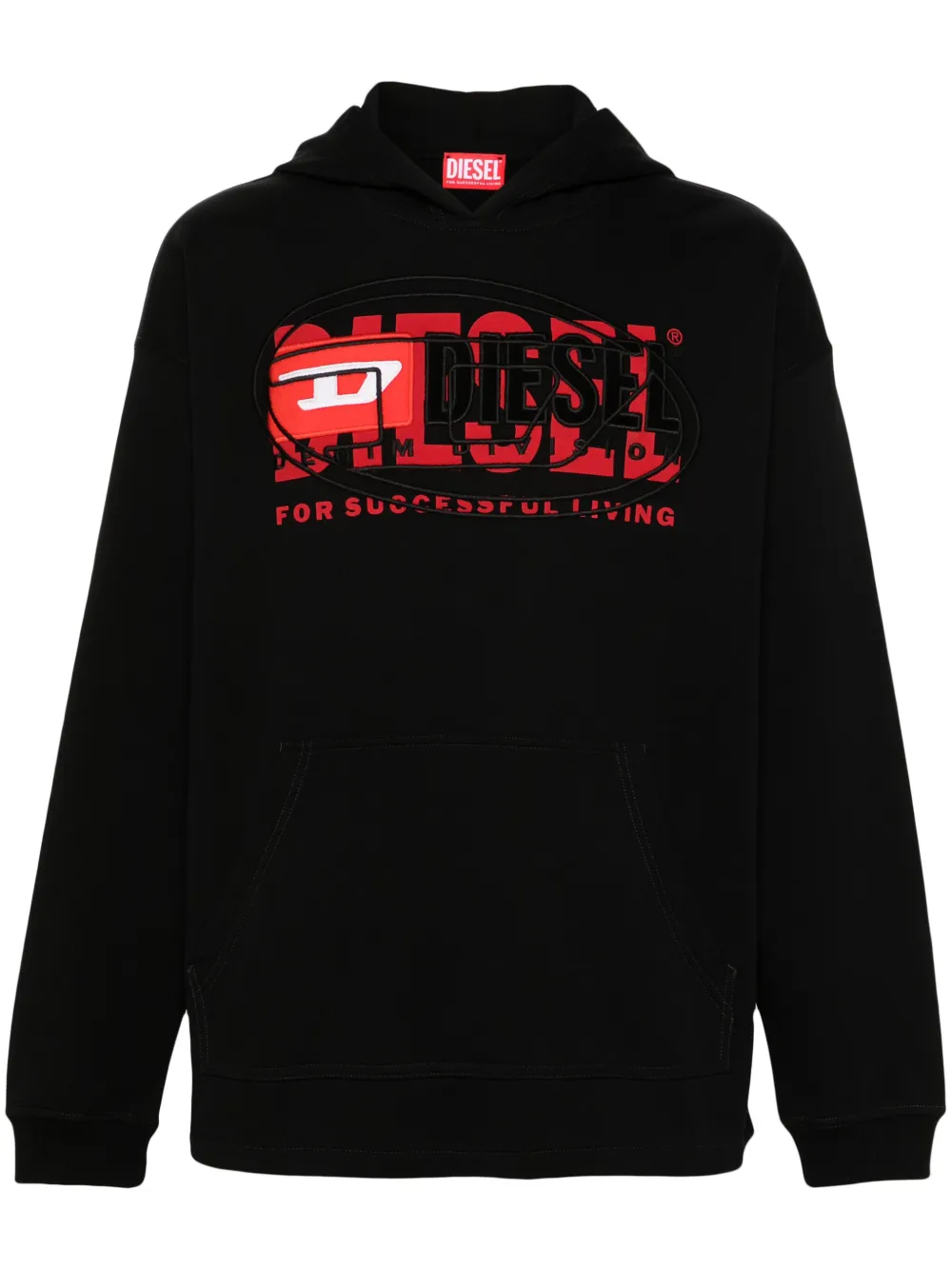 

Худи S-Baxt с вышитым логотипом DIESEL, черный