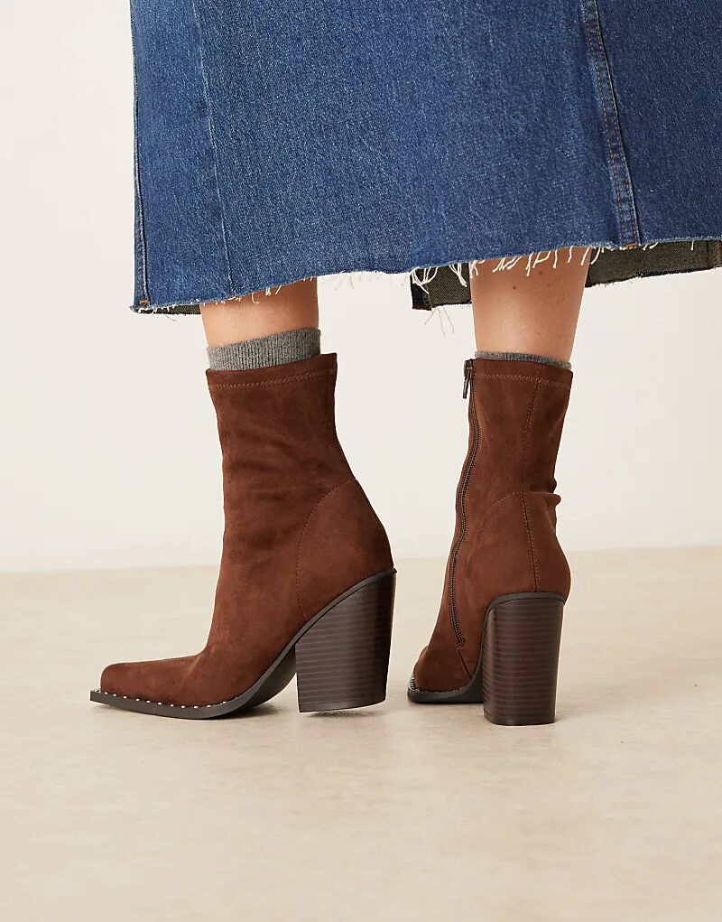 Ботильоны Emrys в стиле вестерн из замши шоколадного цвета от ASOS DESIGN — фото 3