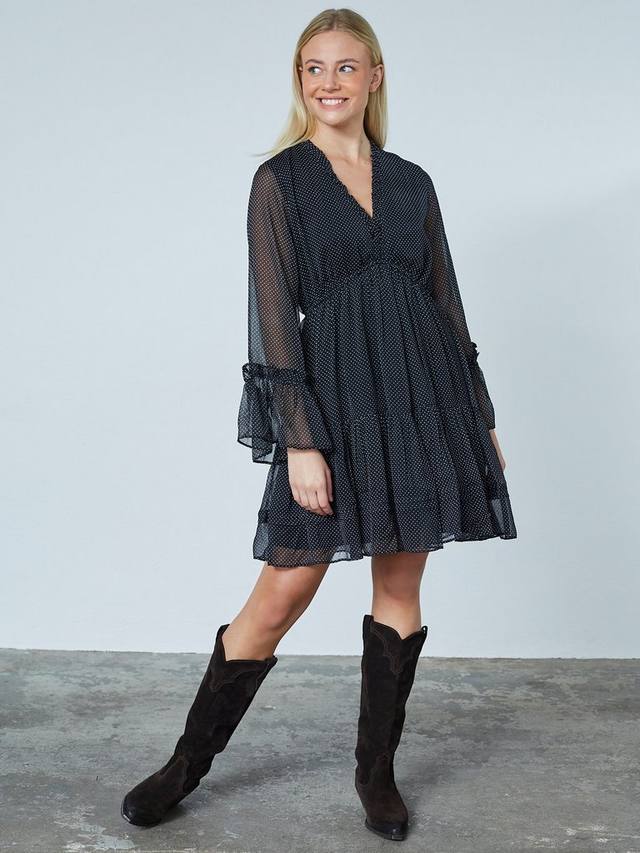 

Мини-платье Ufana с поясом и короткими рукавами-трубой Sisters Point, Black/Multi