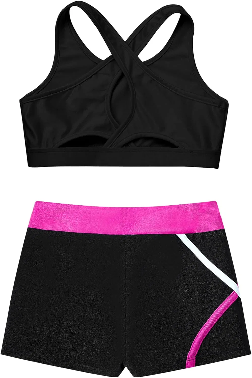 Детский спортивный комплект из топа и шорт, TiaoBug, Black&rose — фото 4