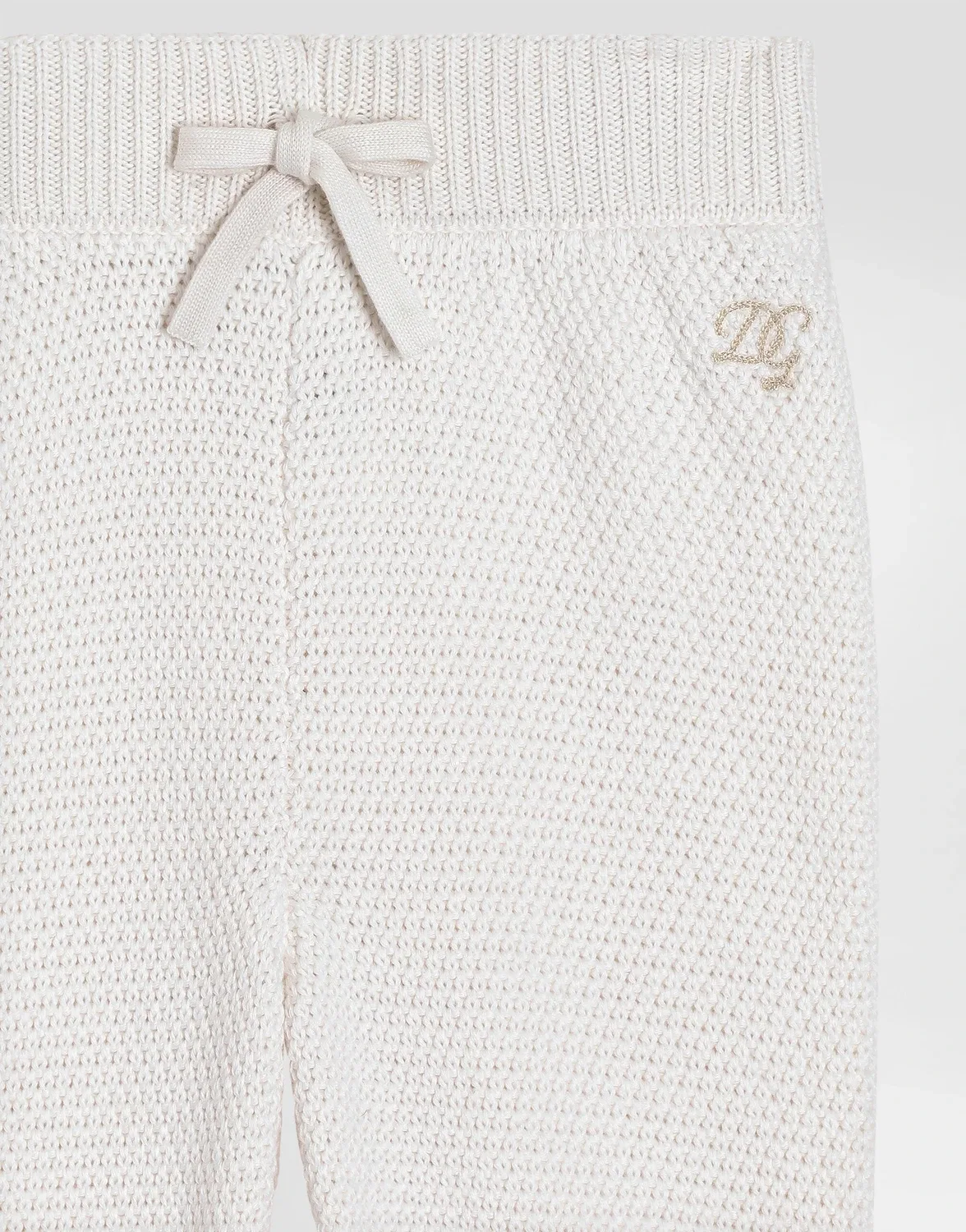 Вязаные брюки с жемчужной вязкой DOLCE & GABBANA, белый — фото 3