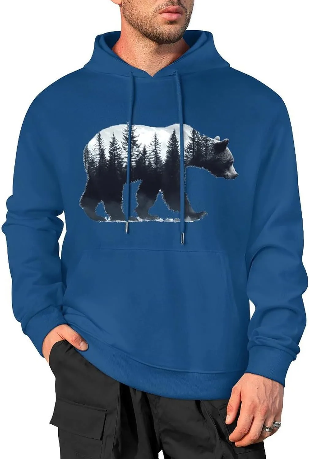 Толстовка Bear Forests Silhouette с капюшоном и карманом Generic, зеленый
