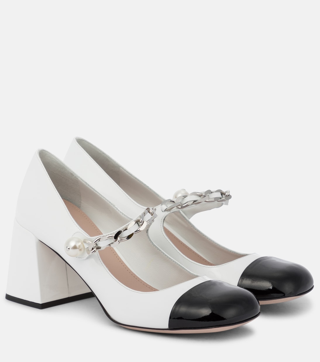 Кожаные туфли Mary Jane Miu Miu, Black/Whtie